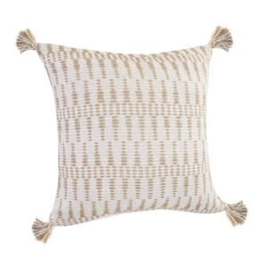 Home Decorators Collection Cream Geometric Diamond 18 in. x 18 in. Square Decorative  Throw Pillow with Tassels S00161061270 - The Home Depot