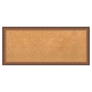 2-Tone Bronze Copper Wood Framed Natural Corkboard 32 in. x 14 in. Bulletin Board Memo Board