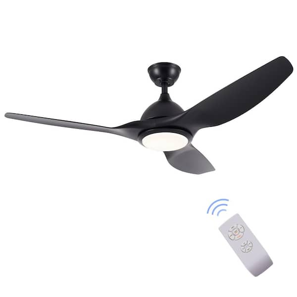 Merra 52 in. Modern LED Indoor Black Semi Flush Mount Ceiling Fan