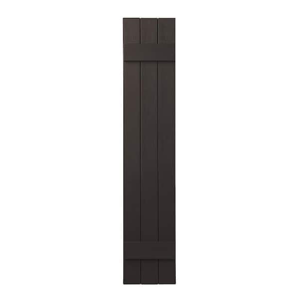 Ply Gem 11 in. x 51 in. Polypropylene Plastic 3-Board Closed Board and Batten Shutters Pair in Brown