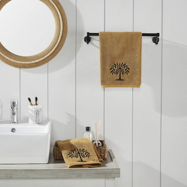 Willow Tree Doe Tan Rustic Black 100% Cotton Hand Towel (Set of 2)