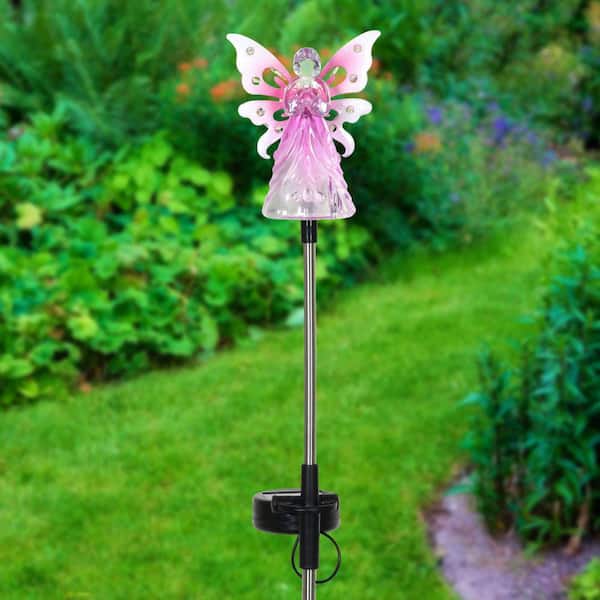 Exhart Solar Angel 2.82 ft. Pink Plastic Garden Stake 14158-RS