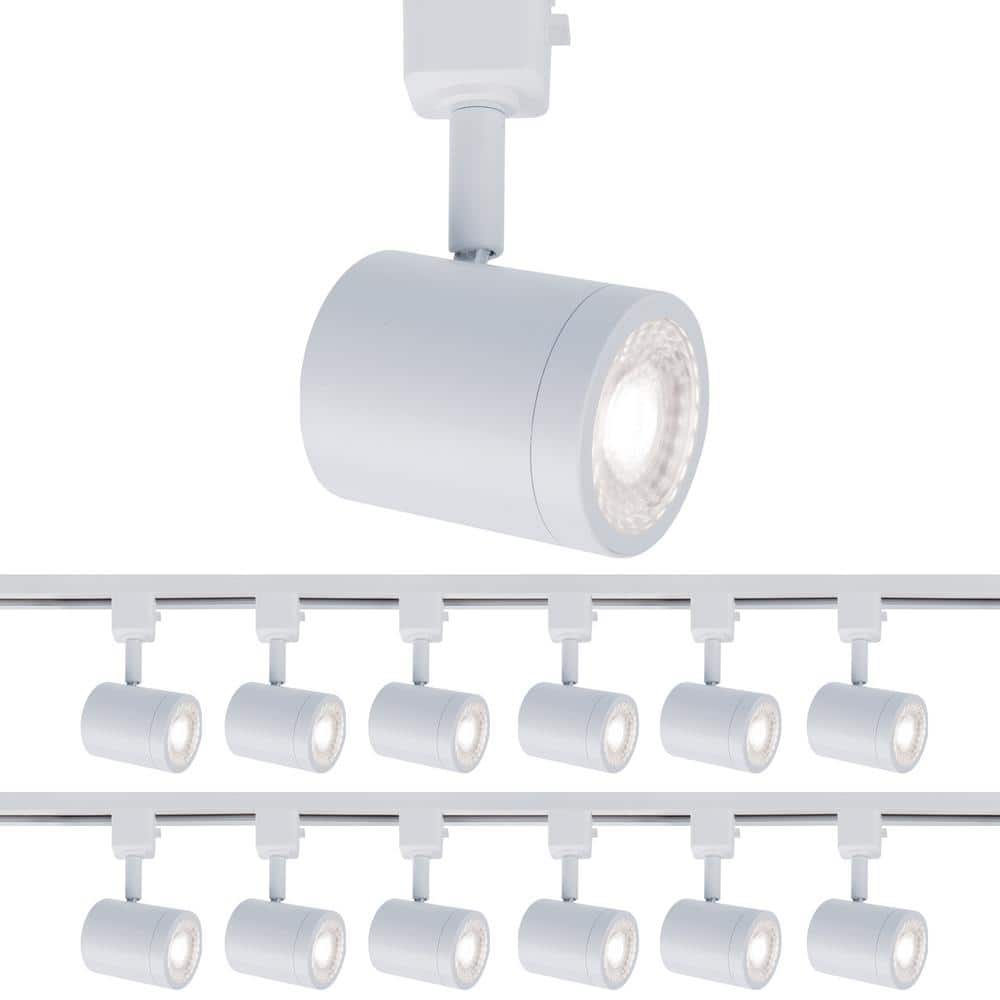 Sleek White 12-Light LED Track Head with Clear Glass Lens
