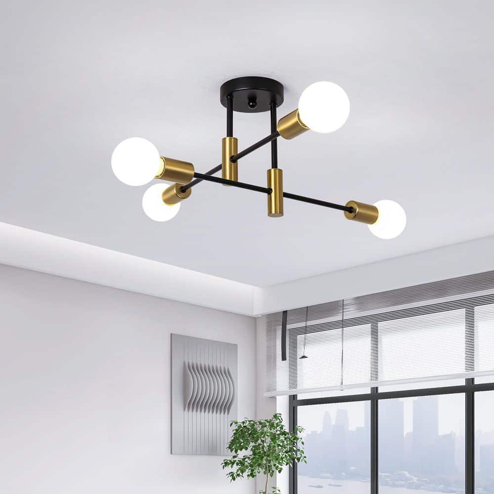4-Light Gold and Black Modern Sputnik Sphere Dimmable Chandelier with No Bulbs Included for Living Room Kitchen Bedroom price history on PriceWatchPro