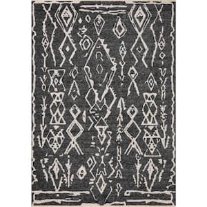 Vance Charcoal/Dove 1 ft. x 1 ft. Moroccan Tribal Sample Area Rug