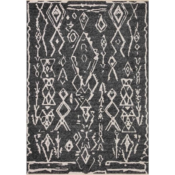 LOLOI II Vance Charcoal/Dove 11 ft. 6 in. x 15 ft. 7 in. Moroccan Tribal Area Rug