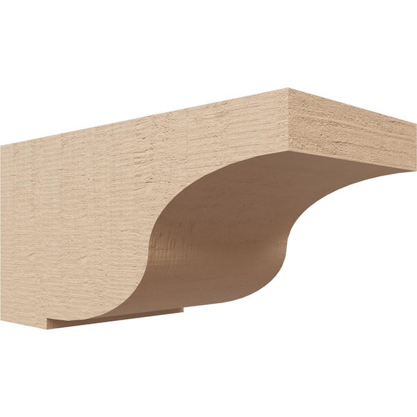Ekena Millwork 4 in. x 4 in. x 8 in. Series 3 Wide Van Buren Rough Cedar Woodgrain Timberthane Polyurethane Corbel, Primed Tan