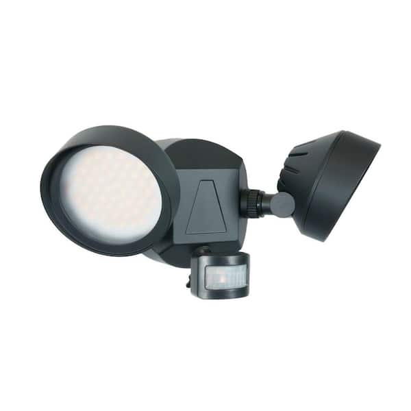 3400 Lumen Black Aluminum Motion Sensing Dusk to Dawn Integrated LED Round Floodlight