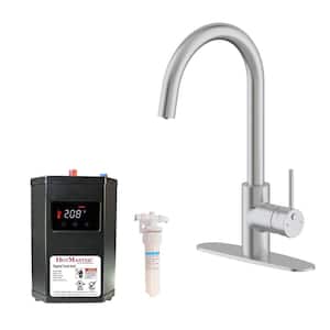 HotMaster 3-in-1 Single-Handle Instant Hot Water Faucet with Carbon Filter and DigiHot Tank in Stainless Steel