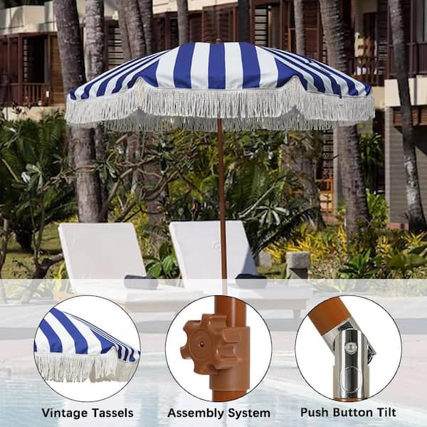 empire patio umbrella California Umbrella Rodeo Collection AAT758A002-48020 7.5' Patio Umbrella With Silver Anodized Aluminum Pole Aluminum Ribs Deluxe Pulley Lift System
