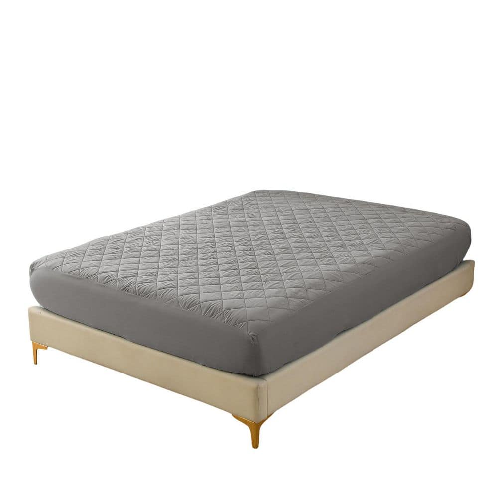 King Size Gray Polyester Diamond Grid Ultrasonic Waterproof Mattress Protector Soft Fabric price history on PriceWatchPro