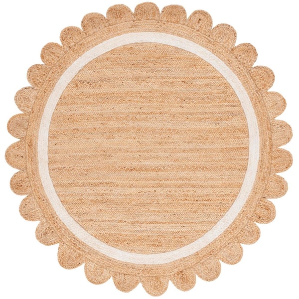 Natural Fiber 5 ft. x 5 ft. Natural/Ivory Solid Color Round Area Rug