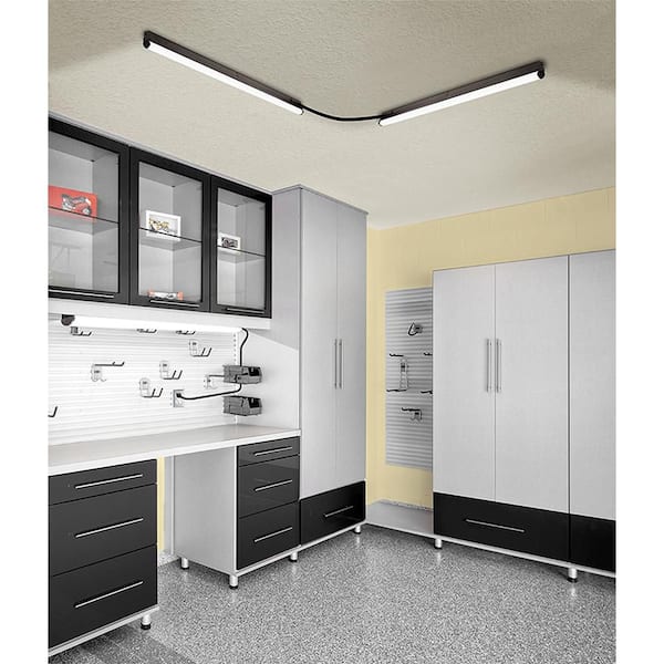 8-Pack 4 ft. Garage LED Linkable Matte Black Strip Light Fixture Plug-in Hardwire 1800 Lumens 20-Watt 4000K Bright White