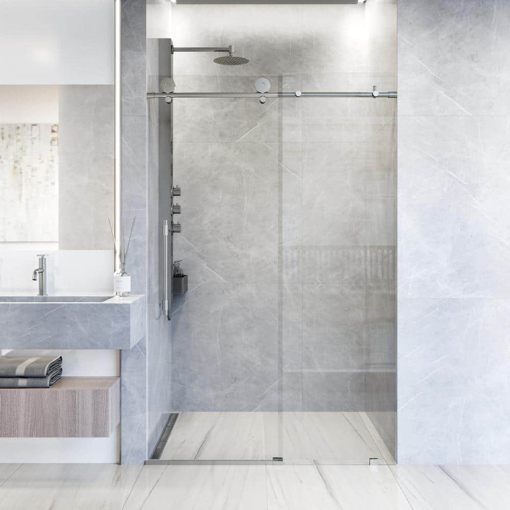 Elan Hart Frameless Sliding Shower Door with Clear Tempered Glass