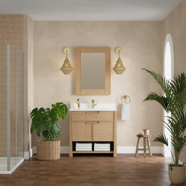 Solene 35.8 in. W x 23.4 in. D x 34.8 in. H Single Bath Vanity Cabinet Without Top in Seaside Oak