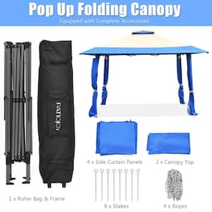13 ft. x 13 ft. Blue Pop Up Canopy Tent Instant Outdoor Folding Canopy Shelter