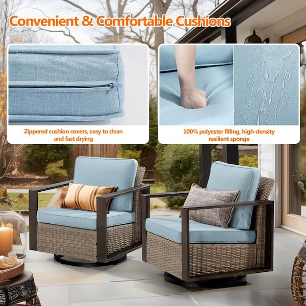 Gardenbee Wicker Outdoor Rocking Chair Patio Swivel Chair
