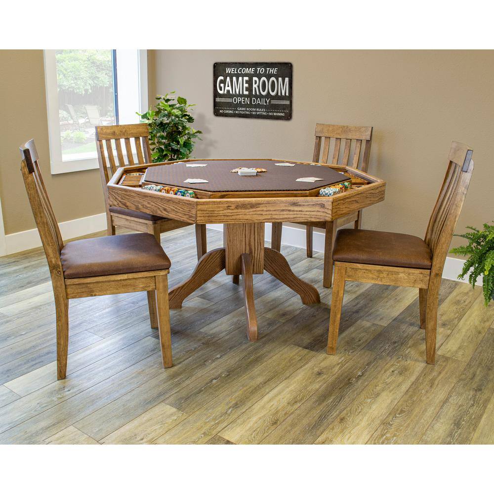 Mocha Knotty Alder 54'' Octagonal Poker Table with Cup Holders