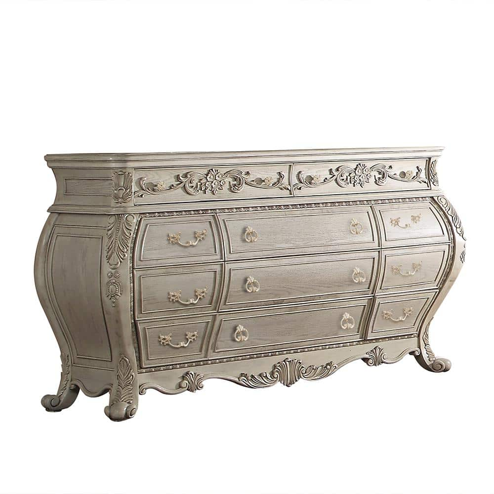 Acme Furniture Ragenardus 11 Drawer Antique White Dresser 41H X 23W X   Antique White Acme Furniture Dressers 27015 64 1000 