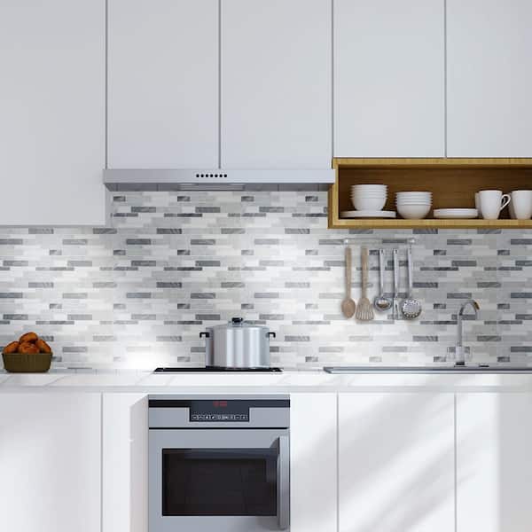 Lombard Fog White 11.75 in. x 11.75 in. Interlocking Semi-Polished Marble Mosaic Tile (9.588 sq. ft./Case)