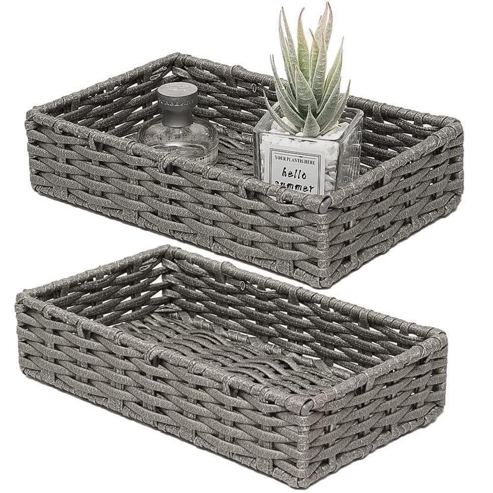 Hosroome Handmade Storage Basket Wicker Baskets for Organizing Shelf  Baskets Woven Decorative Home Storage Bins Decorative Baskets Organizing  Baskets