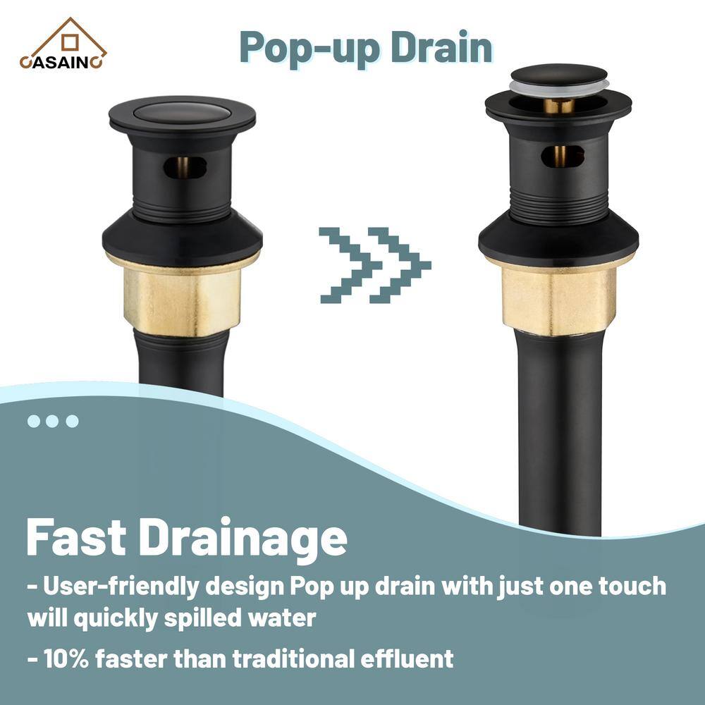 Matte Black Stainless Steel 2-Handle Widespread Bathroom Faucet