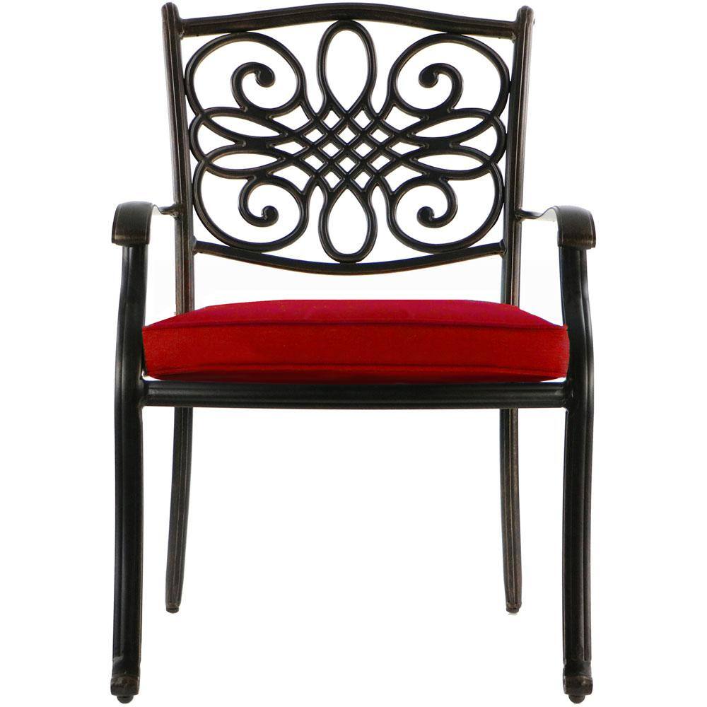 Hanover 60-Inch Cast-Top Red 7-Piece Dining Set