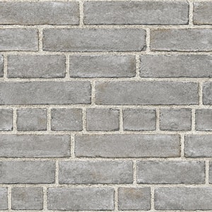 Grey Brick Façade Gray Wallpaper Sample
