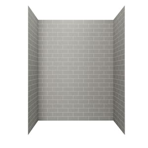 Passage 60 in. x 72 in. 2-Piece Glue-Up Alcove Shower Wall with Corner Shelf in Gray Subway Tile