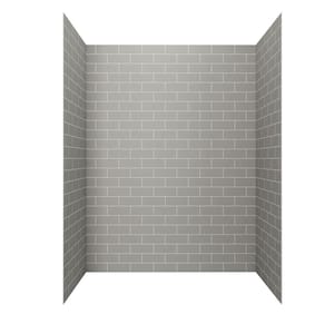 Passage 32 in. x 60 in. x 72 in. 4-Piece Glue-Up Alcove Shower Wall in Gray Subway Tile