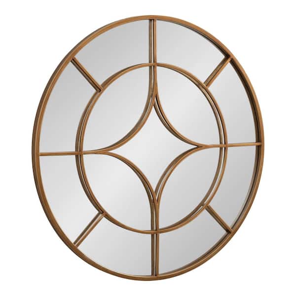 Kate and Laurel Angelis 30.00 in. W x 30.00 in. H Gold Round Transitional Framed Decorative Wall Mirror