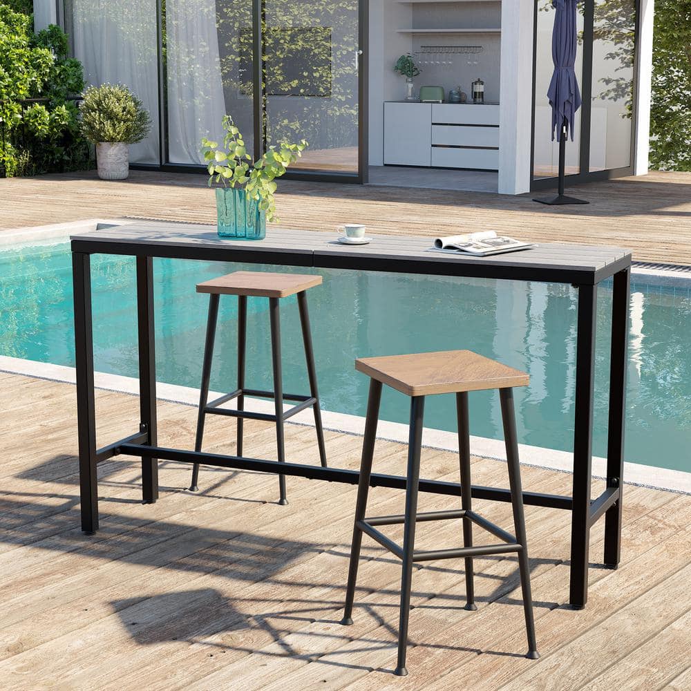 Gray Composite and Steel Counter Height Outdoor Bar Table