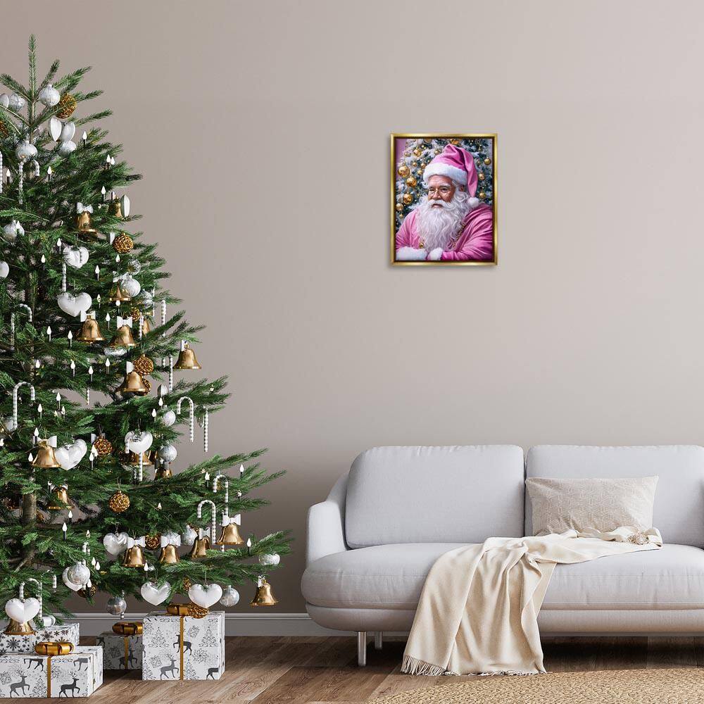 Traditional Santa in Pink by Tabz Jones Gold Floater Frame People Graphic Art Print 21 in. x 17 in. price history on PriceWatchPro