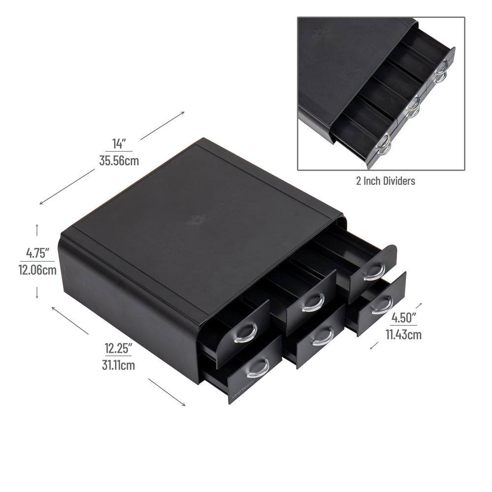 Black Plastic Coffee Pod Organizer with 2 Drawers