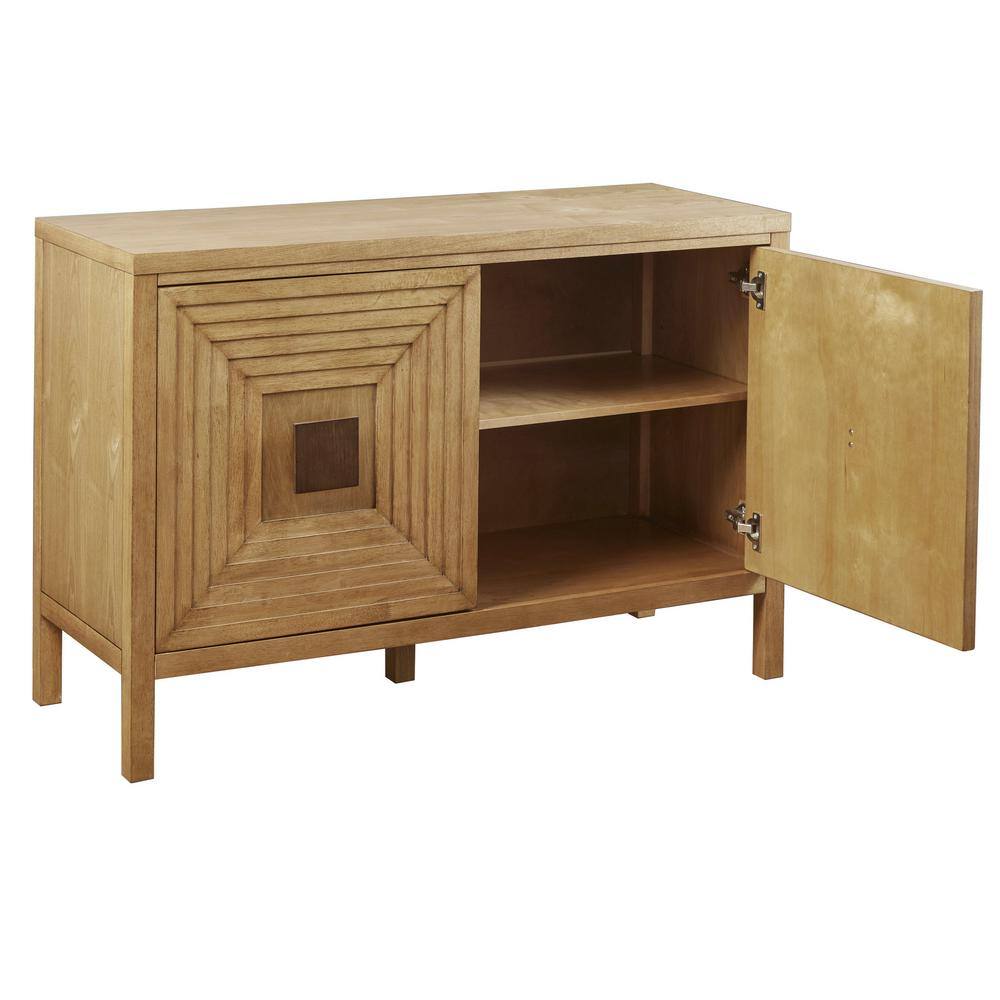 Natural Wood 2-Door Accent Cabinet with Adjustable Shelves