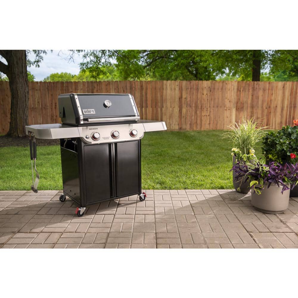 Genesis E-315 Black Liquid Propane Gas Grill with Side Tables