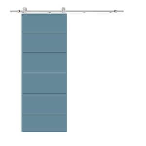 Modern Classic 24 in. x 84 in. Dignity Blue Stained Composite MDF Paneled Sliding Barn Door with Hardware Kit