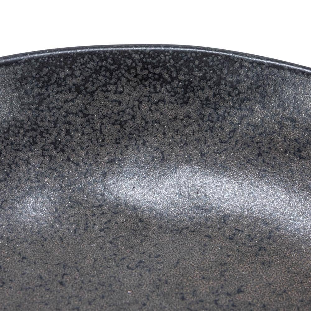 Black Ceramic Footed Serving Bowl with Handles