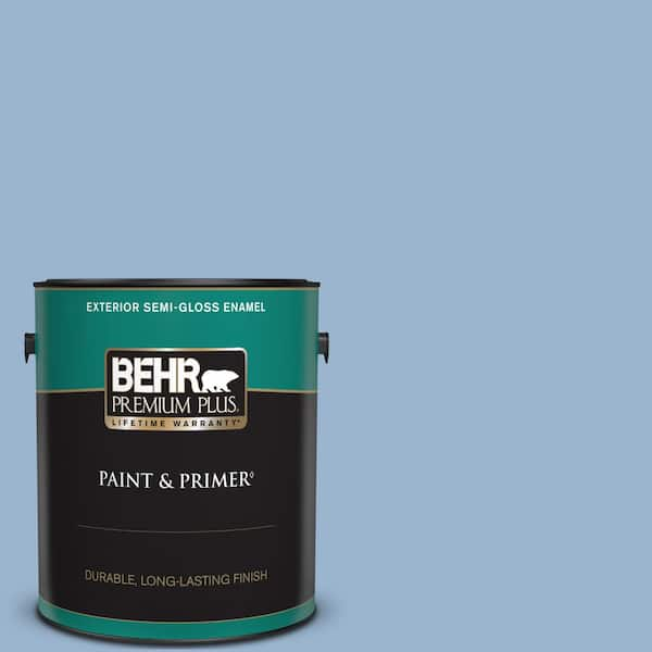 BEHR PREMIUM PLUS 1 gal. #PPU14-10 Blue Suede Semi-Gloss Enamel Exterior Paint & Primer