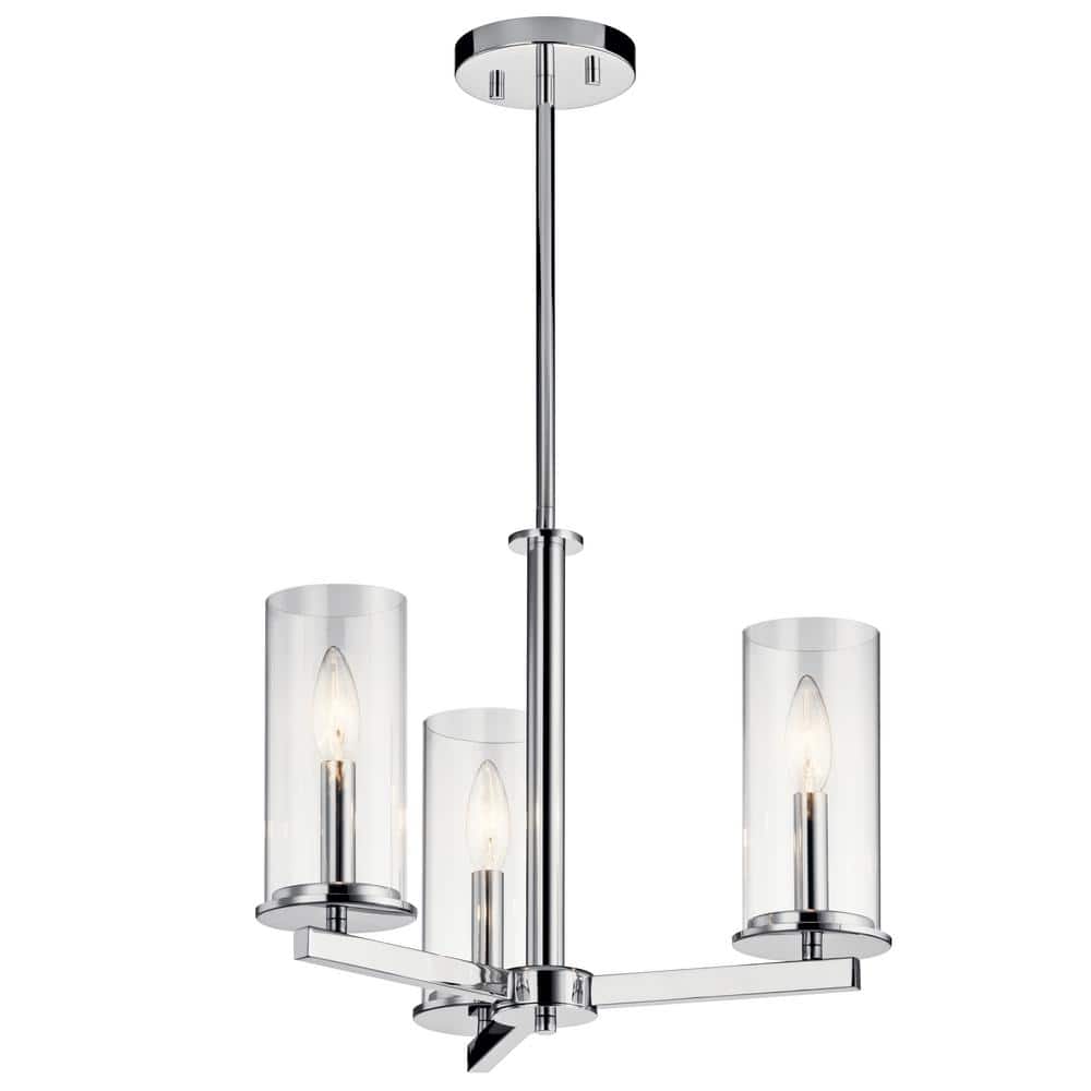 Crosby Mini 3-Light Chrome Black Convertible Chandelier/Semi Flush