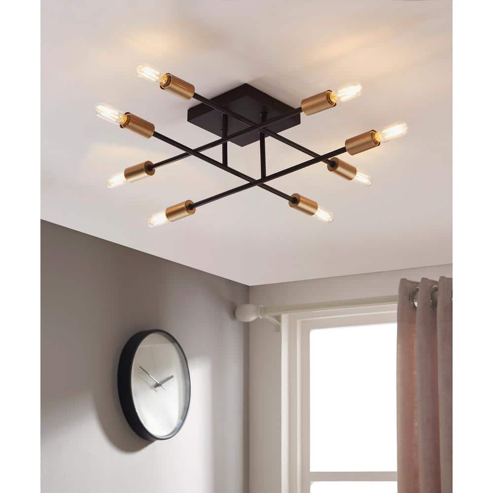 Halton Sphere 8-Light Black & Gold Glass Flush Mount Ceiling Fixture