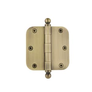 3.5 in. Antique Brass Ball Tip Residential Hinge with 5/8 in. Radius Corners