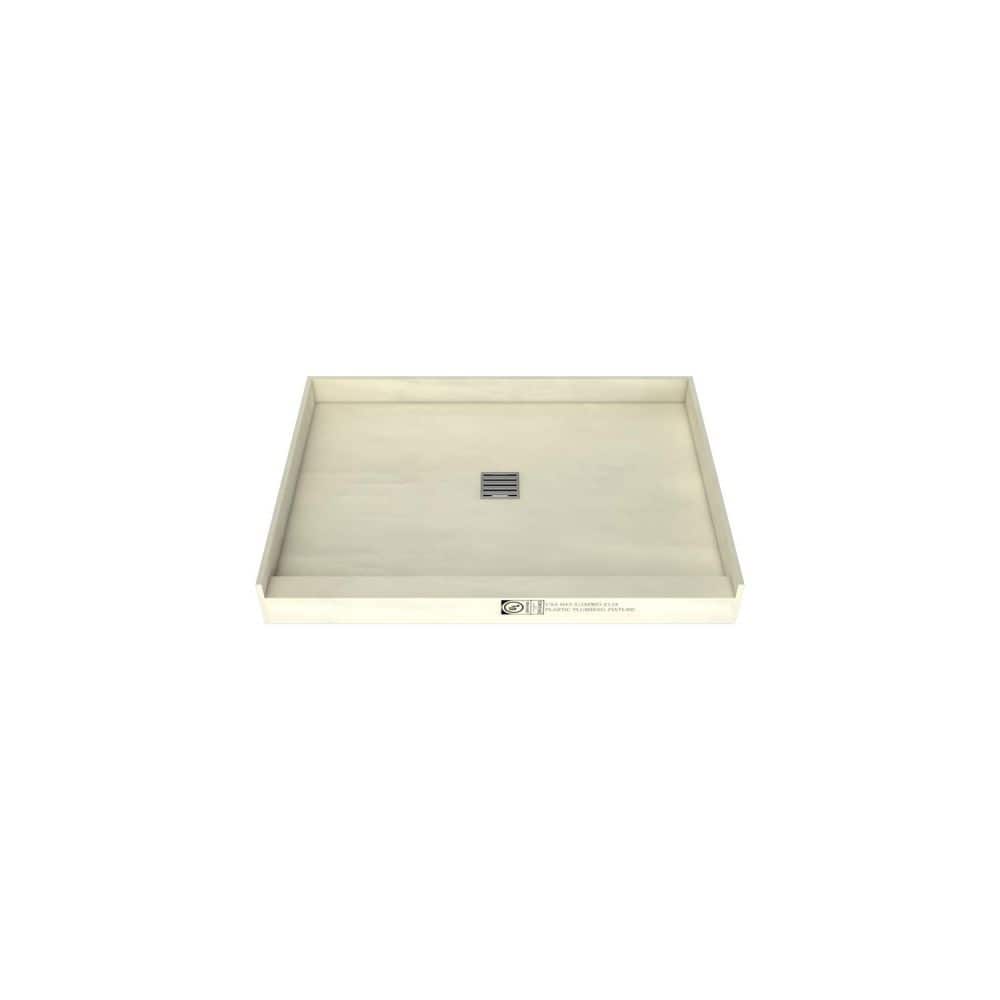 30 in. L x 42 in. W Single Curb Tileable Shower Pan Base with Center Drain in Brushed Nickel price history on PriceWatchPro