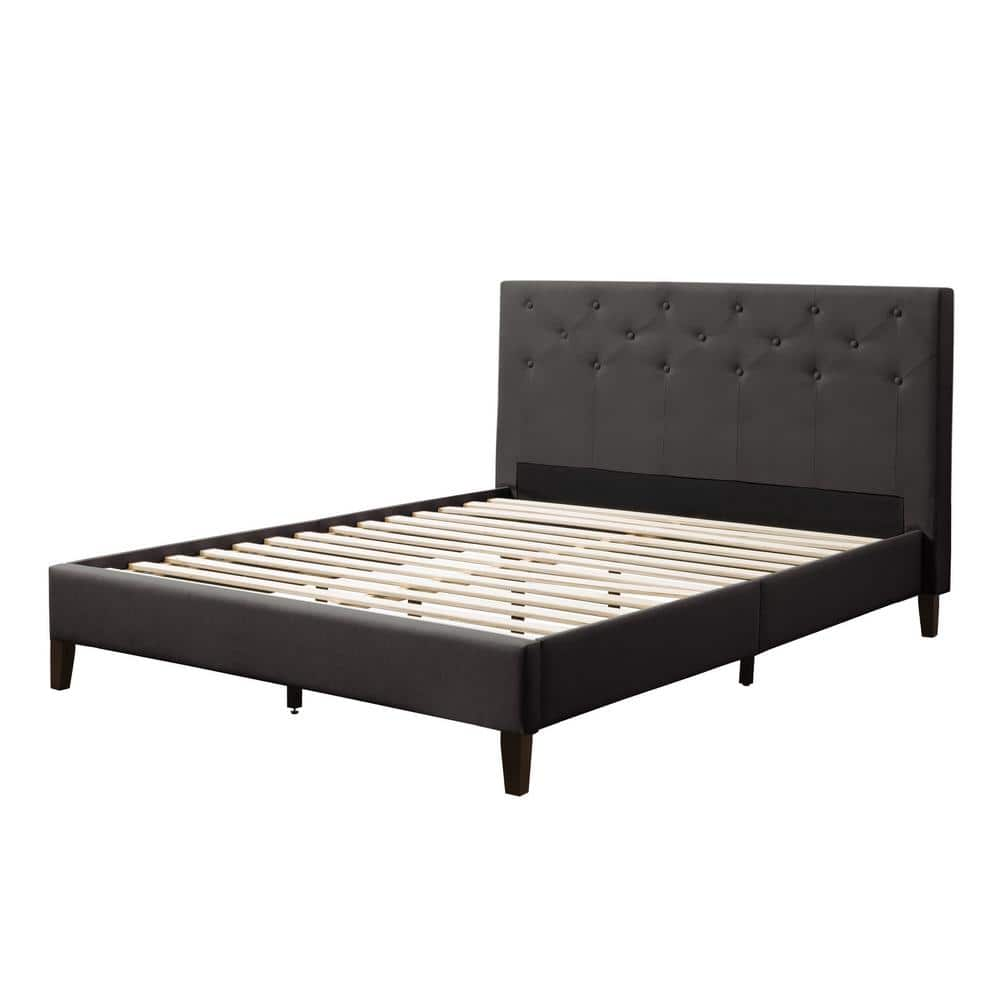 Nova Ridge Dark Grey Fabric Queen Diamond Button-Tufted Bed -  CorLiving, BRH-101-Q