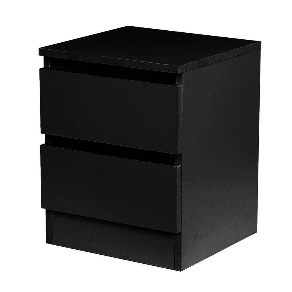 WOODYHOME 2Drawer Black Nightstand 16.15 in. H x 13 in. W x 12.6 in. D POA6972978 The Home Depot
