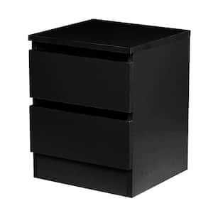 2-Drawer Black Nightstand 16.15 in. H x 13 in. W x 12.6 in. D