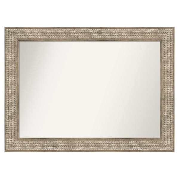 Amanti Art Trellis Silver 38 in. x 28 in. Custom Non-Beveled Wood Framed Bathroom Vanity Wall Mirror