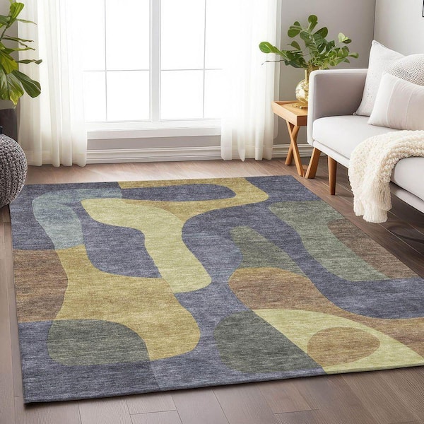 Chantille Machine Washable Indoor/Outdoor Abstract ACN1867 Purple 8 ft. x 10 ft. Accent Rug