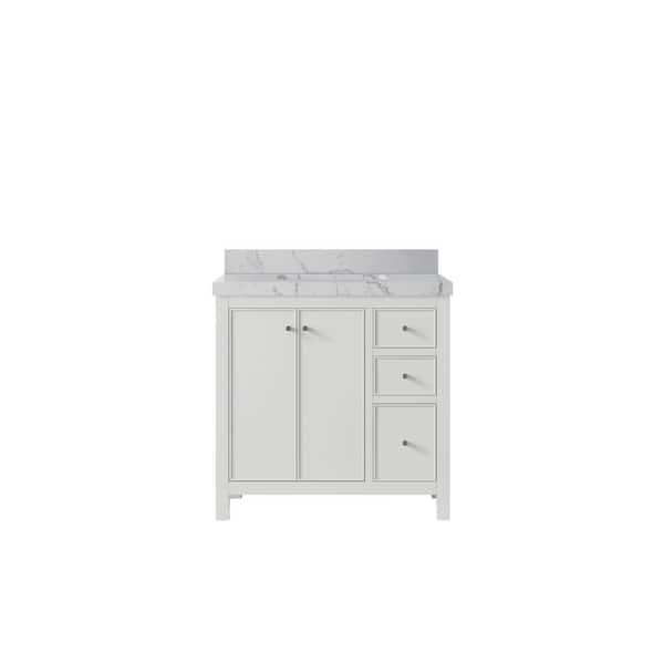 Willow Collections Chicago 36 in. Single Sink Freestanding White Bath Vanity with Venatino Qt. Top Unassembled