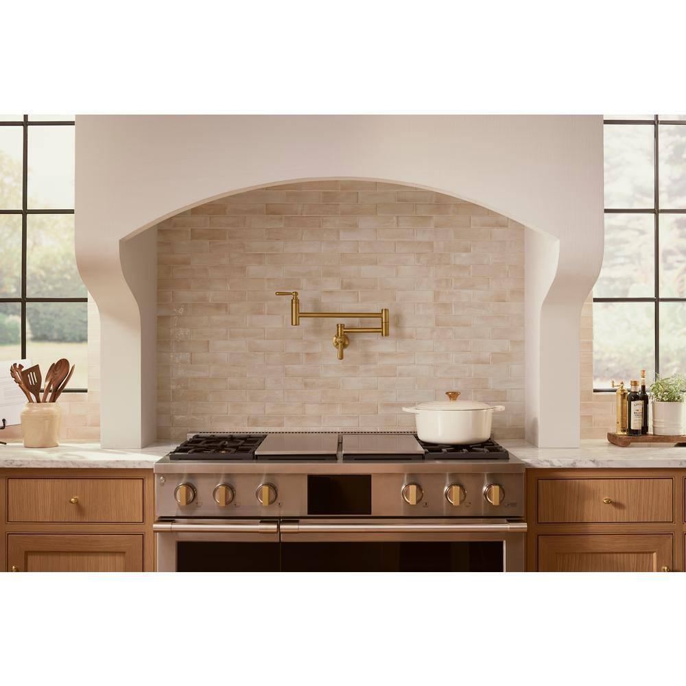 Edalyn Vibrant Brushed Moderne Brass Wall-Mount Pot Filler